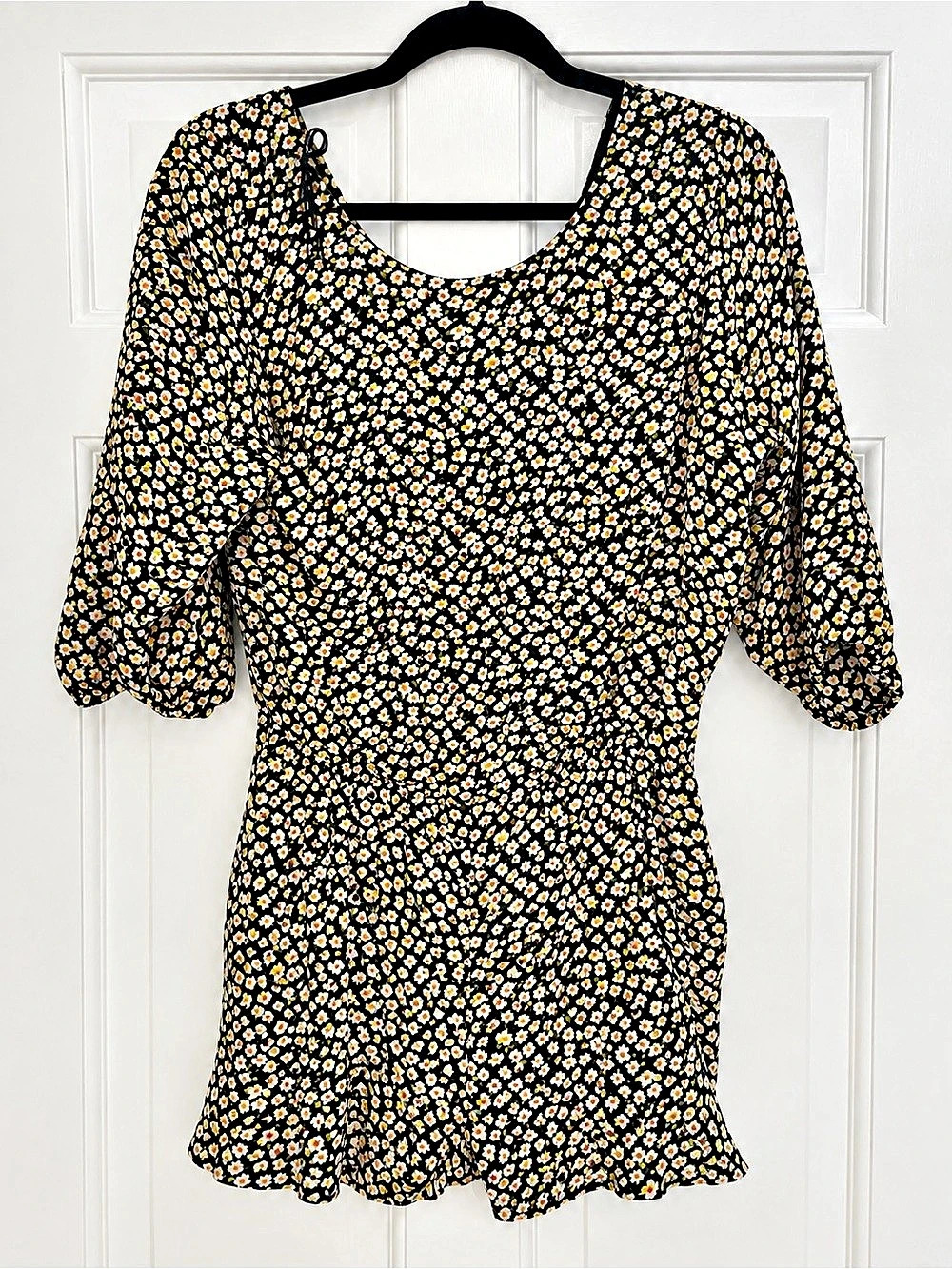 Floral Mini romper in Black & Yellow Like New